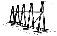 Feststehendes Werkstattgestell, L 300 cm, H 150 cm, E 120 cm (auf Anfrage)