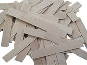 wedges, rolled hardwood, length 70 mm, width 10 mm, thickness 1 mm, natural color x 1000