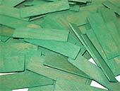 cales en bois droul, longueur 70 mm, largeur 18 mm, p. 2 mm, coloris vert x 1000