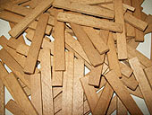 wedges, rolled hardwood, length 70 mm, width 10 mm, thickness 4 mm, brown color x 1000