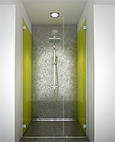 shower screen capsi niche 1 door WG 1fixed  anodised aluminium BSS effect