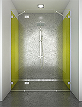 shower screen capsi niche 2 fixed WG 1 door GG180  45deg stiffeners anodised aluminium BSS effect