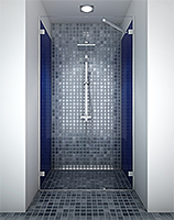 shower screen capsi niche 1 door WG 1fixed round slanted stiffener anodised aluminium BSS effect