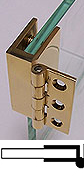 clips-hinges, single with wall plate, opening 10 mm - polished brass, for glass 130 x 45