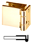 clips-hinges, single with wall plate, opening 10 mm - polished brass, for glass 40 x 30