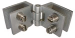 clips-hinges, double - opening 10 mm - mat chromium-plated brass - for glass 60 x 40