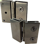 Glass/glass angle hinge, with ADM/H
threaded back plate, 57 x 30 mm, stainless brushed steel finish