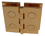 hinges, double, for two 180 volumes, 9 mm opening, for mirror glass 1.20 x 0.60, polished brass