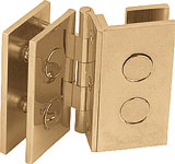 hinges, double, for two 180 volumes, 9 mm opening, for mirror glass 1.20 x 0.60, gilded brass