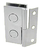 hinges with wall plate for LH brace, 60 x 30 mm, opening 9 mm, for glass 1.20 x 0.50, chromed brass