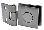 hinges, non-hingeable, 25 x 30 mm, with wall plate, opening 10 mm, for glass 0.70 m x 0.50 m, satin chrome brass