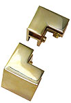 clips, 2 entries with top junction, slanted angles, polished brass