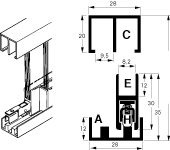 roller track, bottom track, black brass