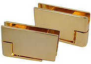 hinges, for notched and drilled glass, gold brass