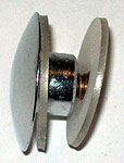 button, chromed brass, round head dia.20 mm, with screw M4 90 countersunk, length 8 mm and plastic washers