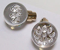 doorknob Ile de Brhat - Double - Clear flower bubbles - Gold base.