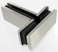 hinge transom / fixed glass panel hinge with fin, SEVAX range, brushed stainless steel