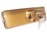 lock, top or bottom corner patch lock with European cylinder, gold plated