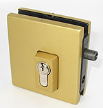 lock, high security corner, various key numbers, with cylinder protection. ELITE range, brushed golded