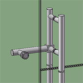 strike Adlock on transom + lat. panel gl/gl 180 for built-in-lock handle Brushed stainless steel