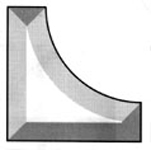 bevel in angle, 8.9 x 8.9 x 2.5 cm